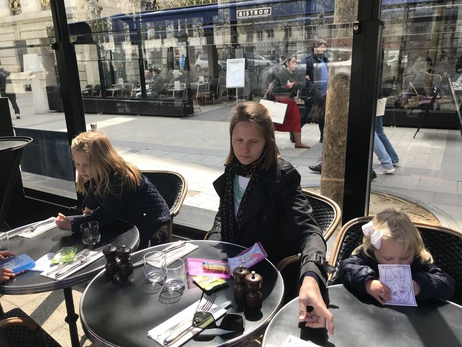 Bistro lunch with colouring books