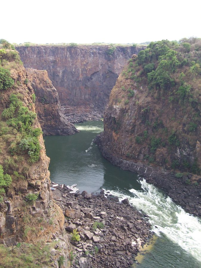 Looking down into the gorge below Victoria Falls