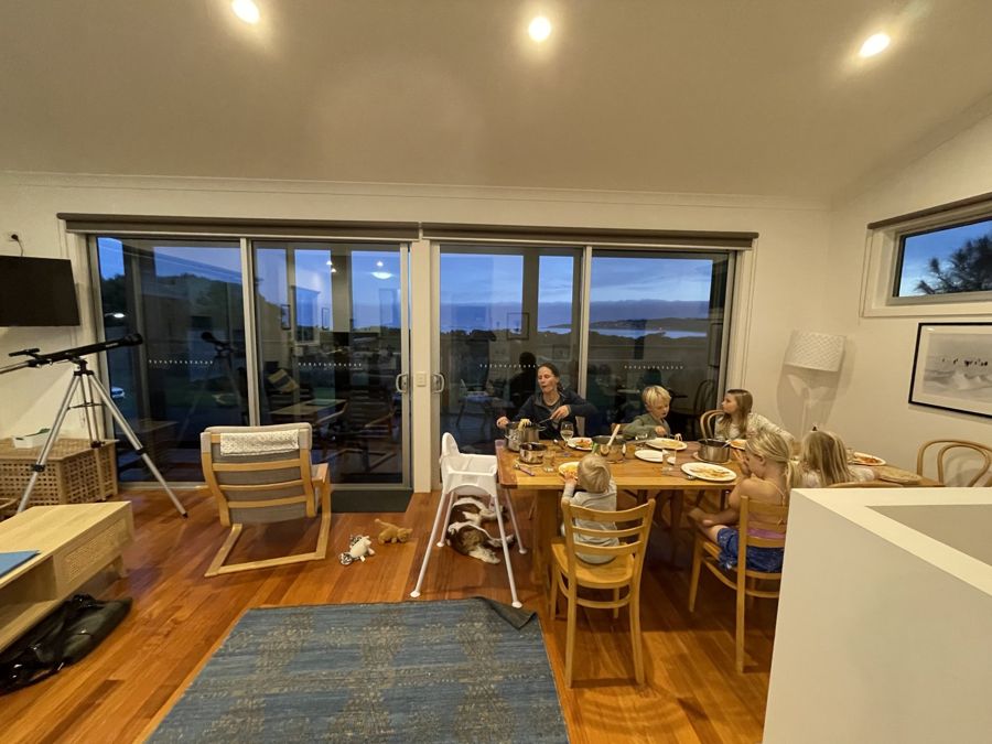 Dinner with Apollo Bay out the window